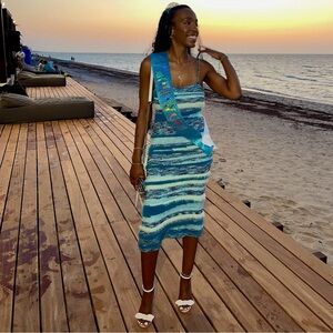 Striped Blue Midi Dress